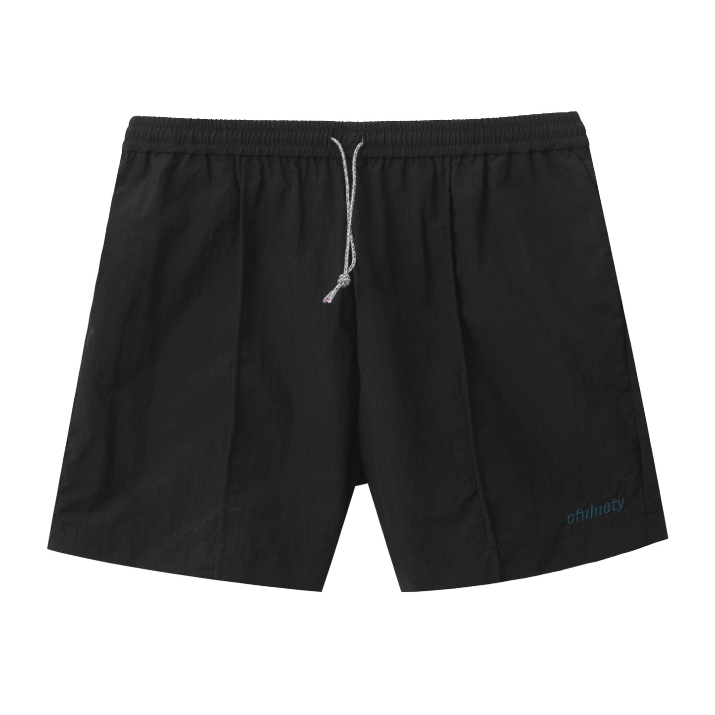 Black Pleated Nylon Shorts