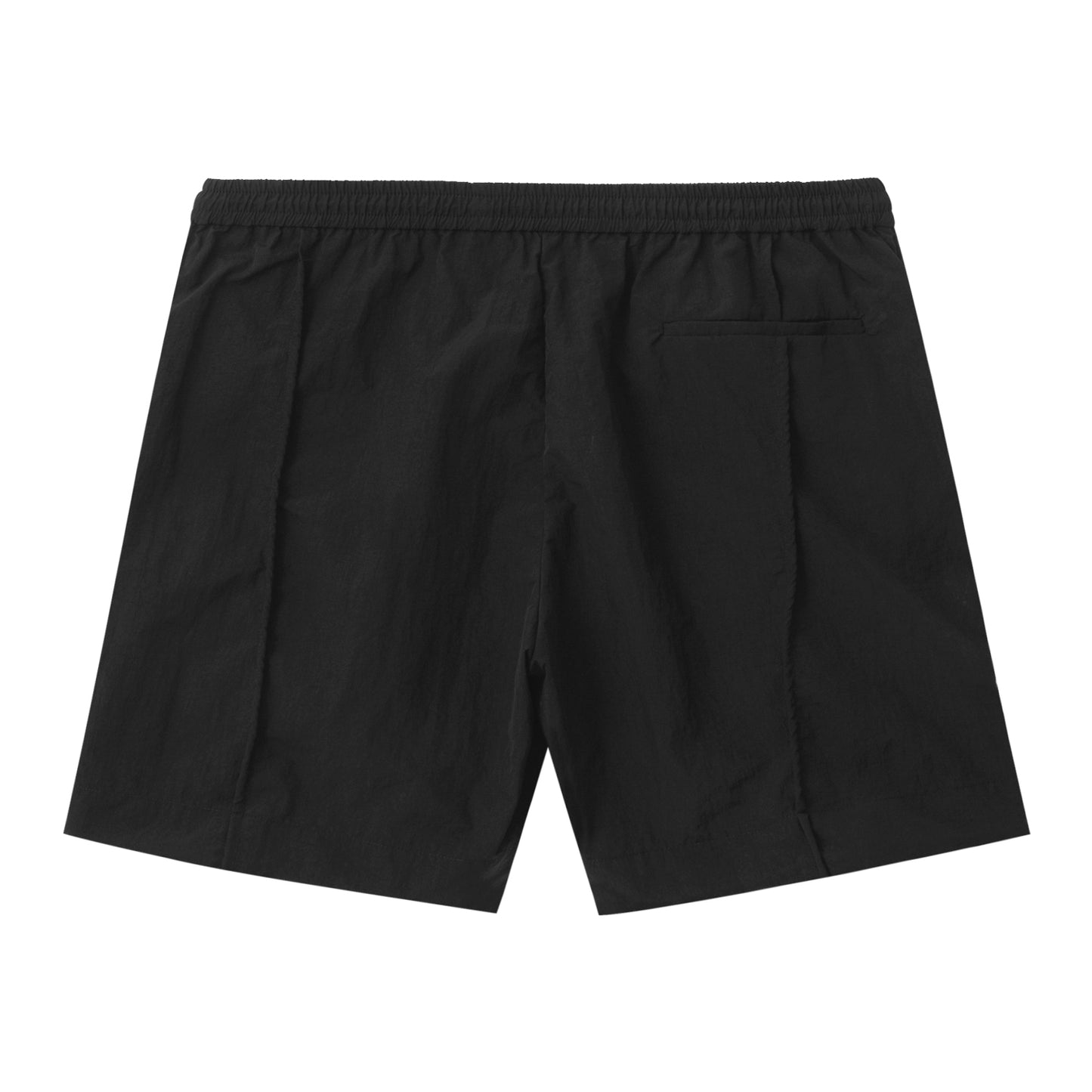 Black Pleated Nylon Shorts