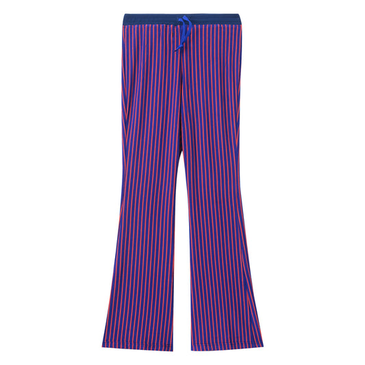 Blue Striped Rib Knit Pants