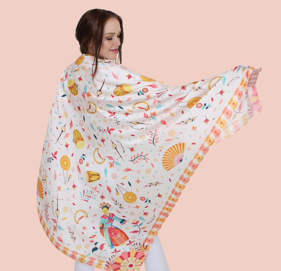 Betawi Mask Dance Square Scarf