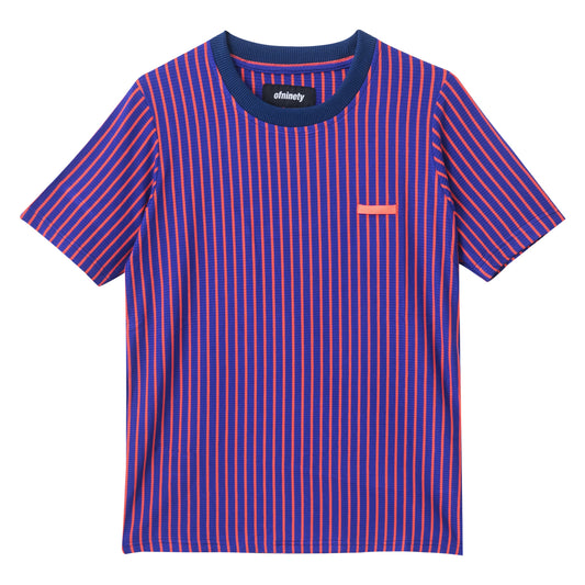 Blue Striped Rib Knit T-shirt