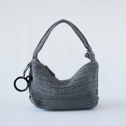 Mini Crochet Hobo - Gray