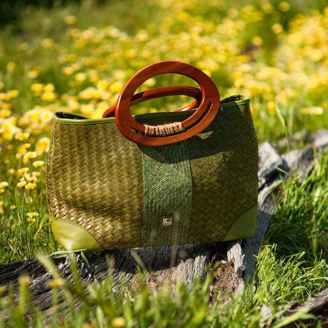 Lunar Woven Bag with Wooden Handle
